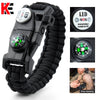 Outdoor Multifunctional Survival Bracelet Paracord Braided Rope Men Camping EDC Tool Emergency SOS LED Light Compass Whistle