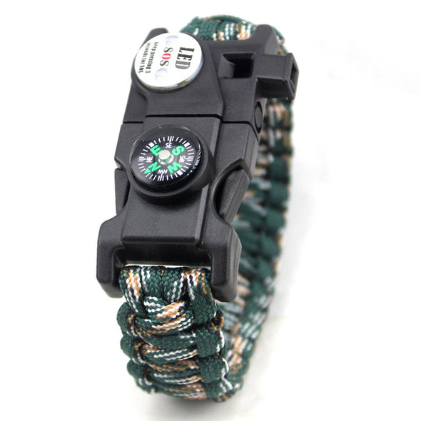 Outdoor Multifunctional Survival Bracelet Paracord Braided Rope Men Camping EDC Tool Emergency SOS LED Light Compass Whistle