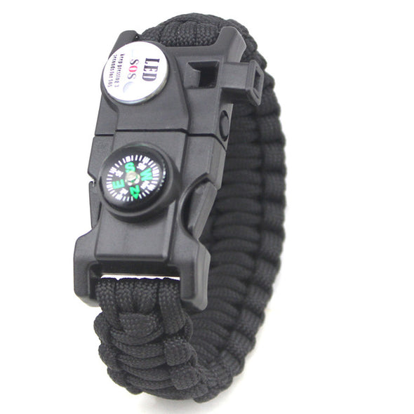 Outdoor Multifunctional Survival Bracelet Paracord Braided Rope Men Camping EDC Tool Emergency SOS LED Light Compass Whistle
