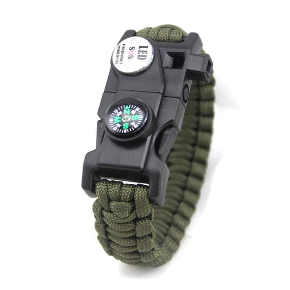 Outdoor Multifunctional Survival Bracelet Paracord Braided Rope Men Camping EDC Tool Emergency SOS LED Light Compass Whistle